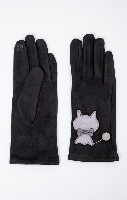 gants noirs détail petit chat