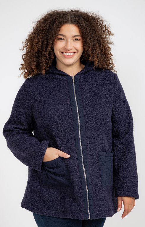 Manteau en bouclette bi matière zippé 