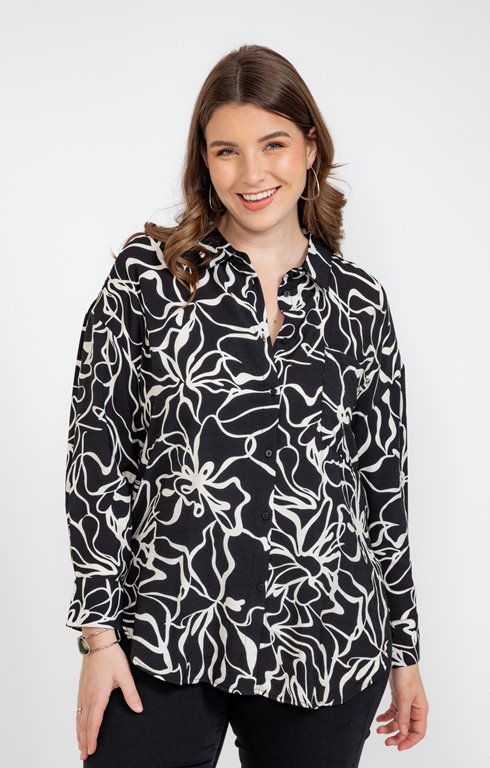Chemise imprimé floral bicolore