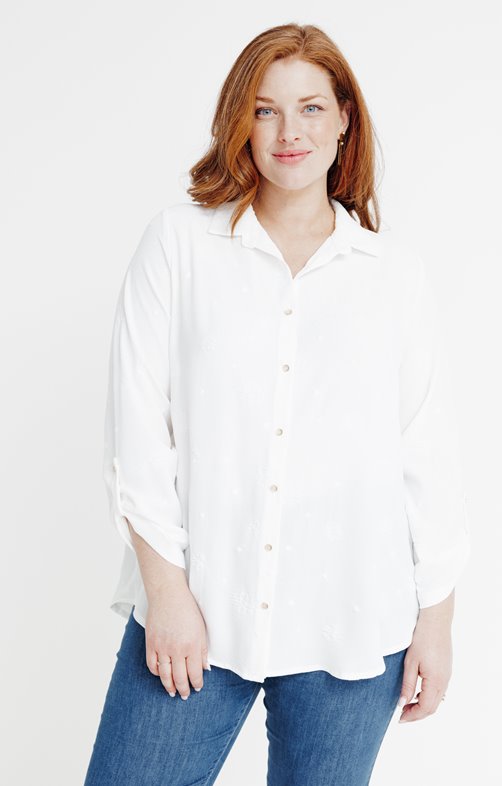 Chemise unie avec broderies