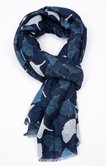 Foulard bleu à imprimé ginkgo