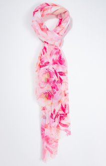 Foulard léger imprimé fleurs rose