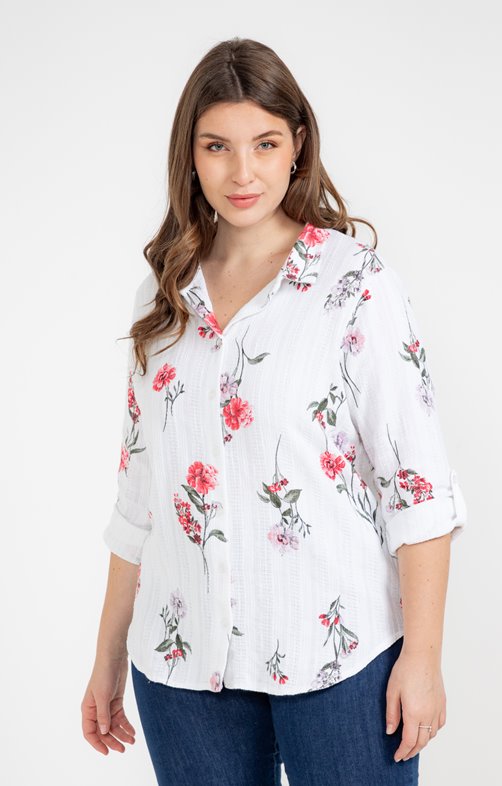 Chemise imprimé floral manches 3/4