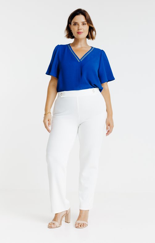 Pantalon droit ceinture avec boutons