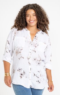 Chemise imprimée avec broderie anglaise