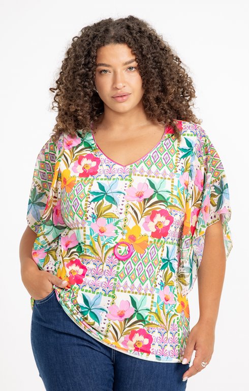 Tee-shirt forme poncho imprimé
