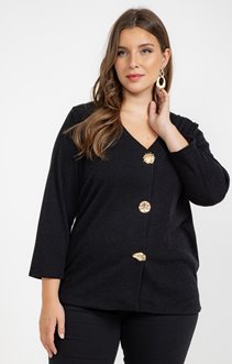 Cardigan uni avec boutons fantaisies