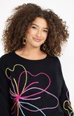 Pull avec fleurs brodées