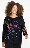 Pull avec fleurs brodées