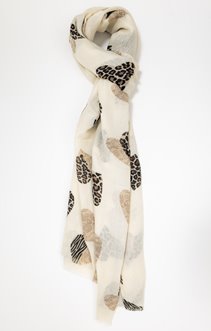 Foulard fond écru coeurs léopard