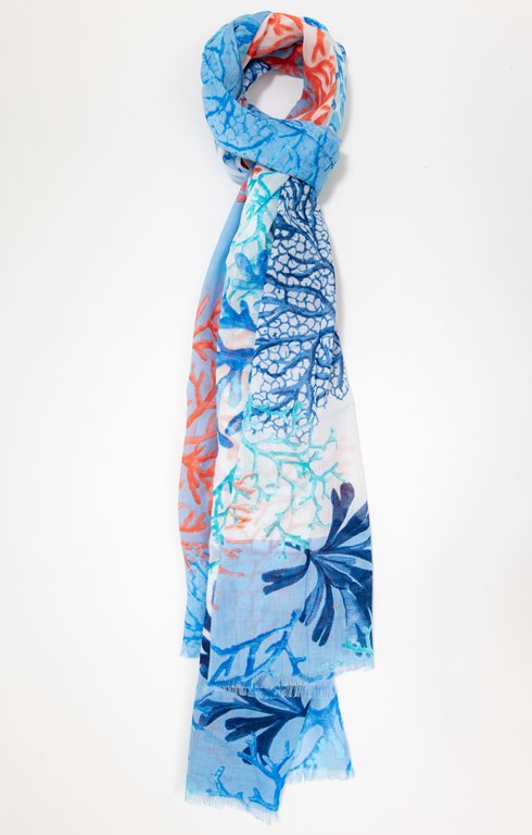 Foulard froissé impression coraux