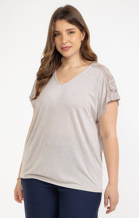 Tee-shirt uni avec bandes de crochet 