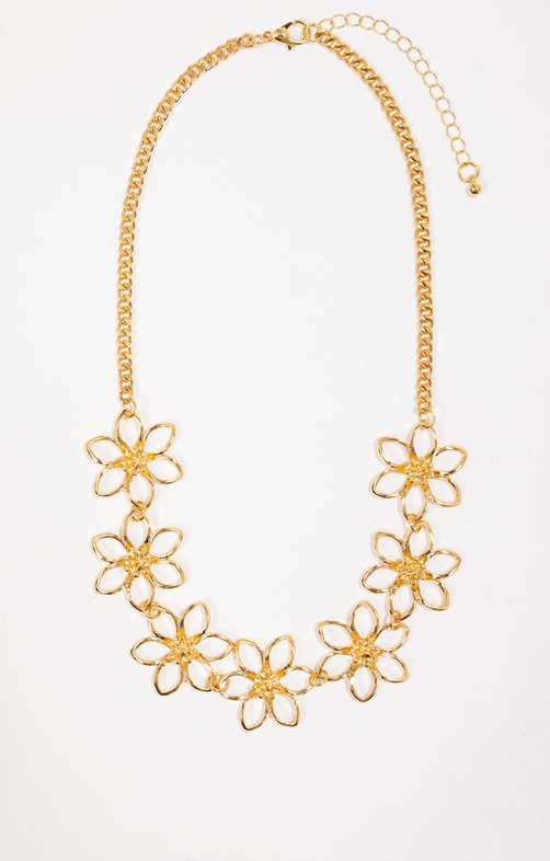 Ras-de-cou doré à fleurs