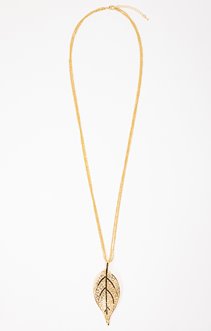 Sautoir feuille avec strass