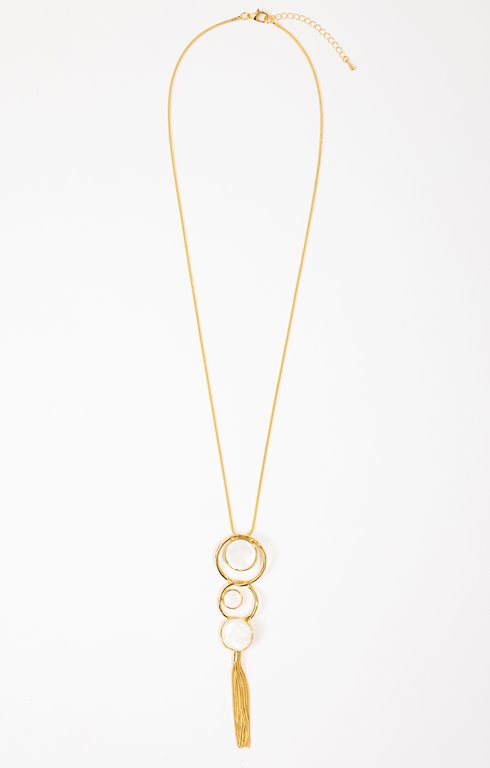 Sautoir 3 anneaux nacre