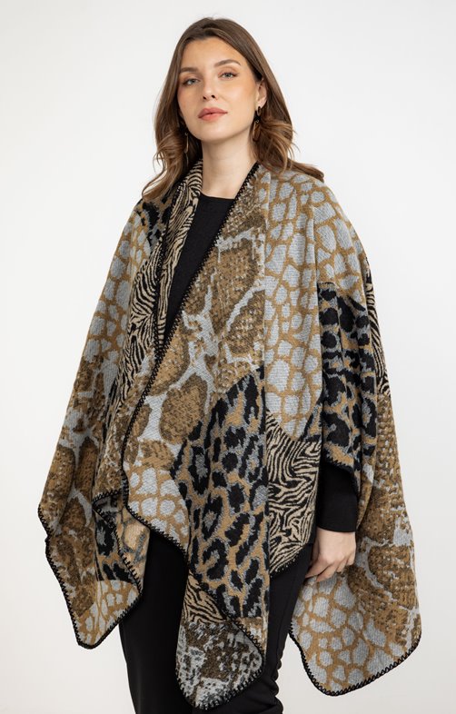 Poncho imprimé patch bête