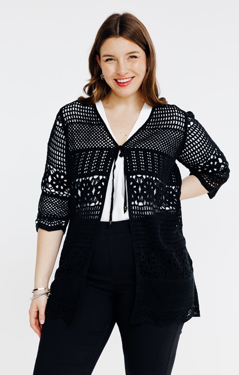 Cardigan long en crochet uni