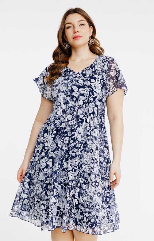 Robe plissée imprimée fleurs