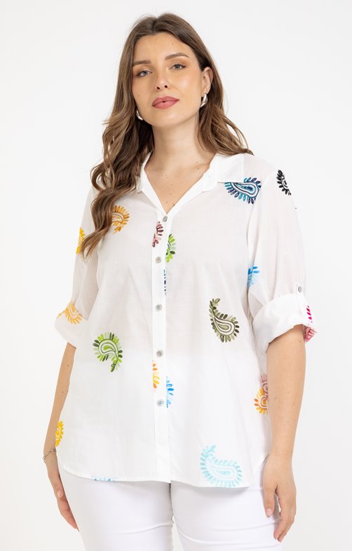 Chemise en coton brodée