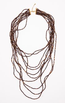 Sautoir perles marron