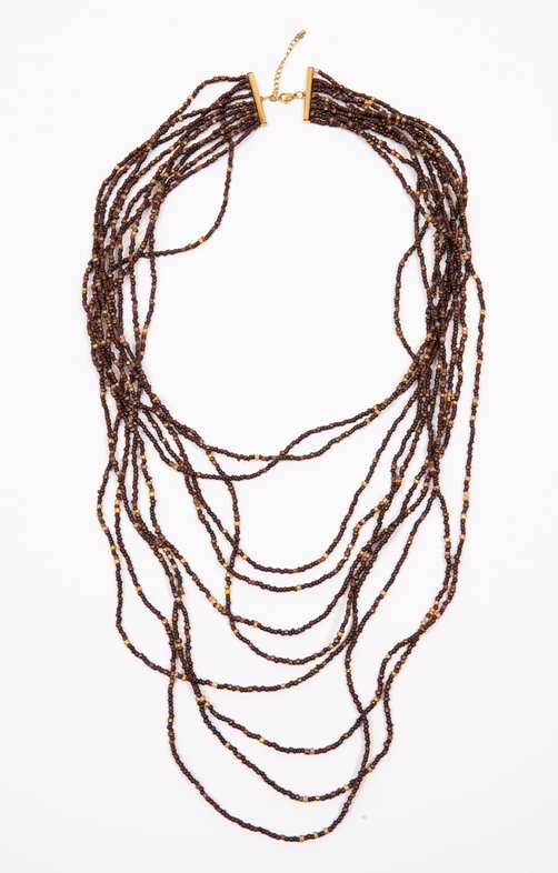 Sautoir perles marron