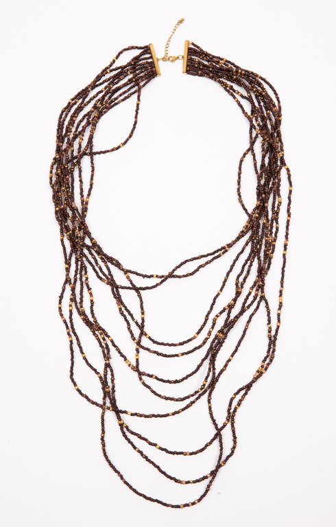 Sautoir perles marron