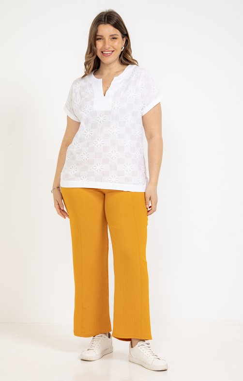 Pantalon fluide avec boutons recouverts