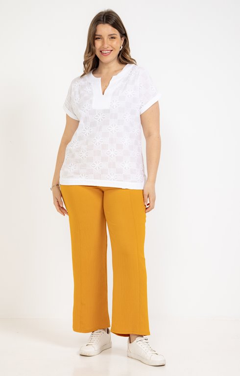 Pantalon fluide avec boutons recouverts