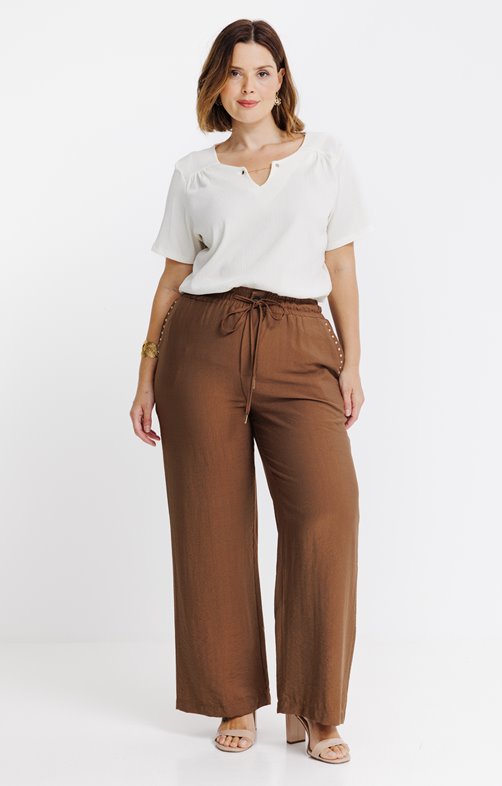 Pantalon fluide avec boutons et cordon