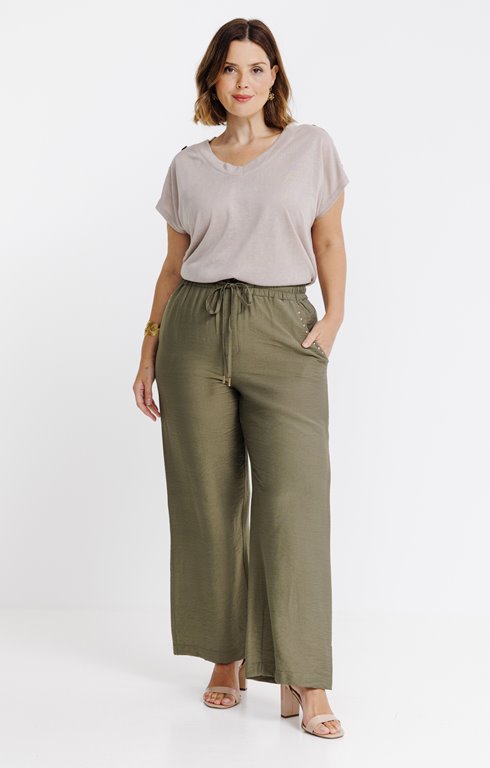 Pantalon fluide avec boutons et cordon