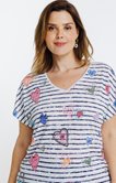 Tee-shirt rayé imprimé coeurs