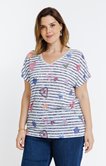 Tee-shirt rayé imprimé coeurs