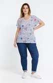 Tee-shirt rayé imprimé coeurs