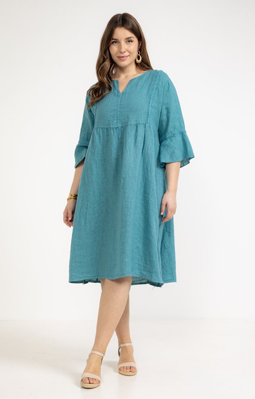 Robe uni en lin