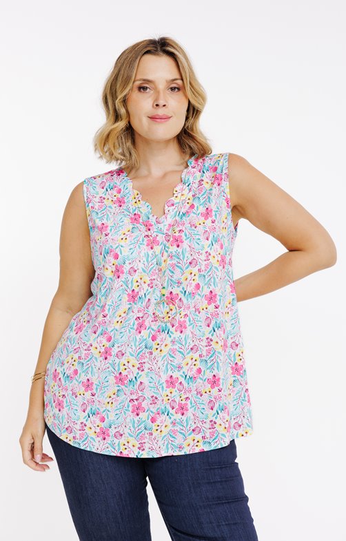 Débardeur imprimé floral avec collier