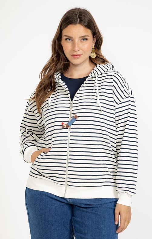 Sweat zippé rayé