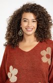 Pull avec fleurs fantaisie