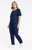 Pantalon droit ceinture brodée