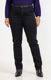 Pantalon droit ceinture brodée