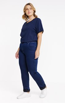 Pantalon droit ceinture brodée
