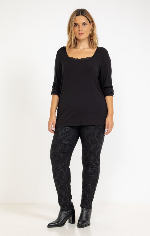 Tregging effet jacquard fleurs