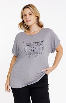 Tee-shirt imprimé placé chats