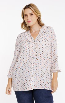 Chemise à pois volantée