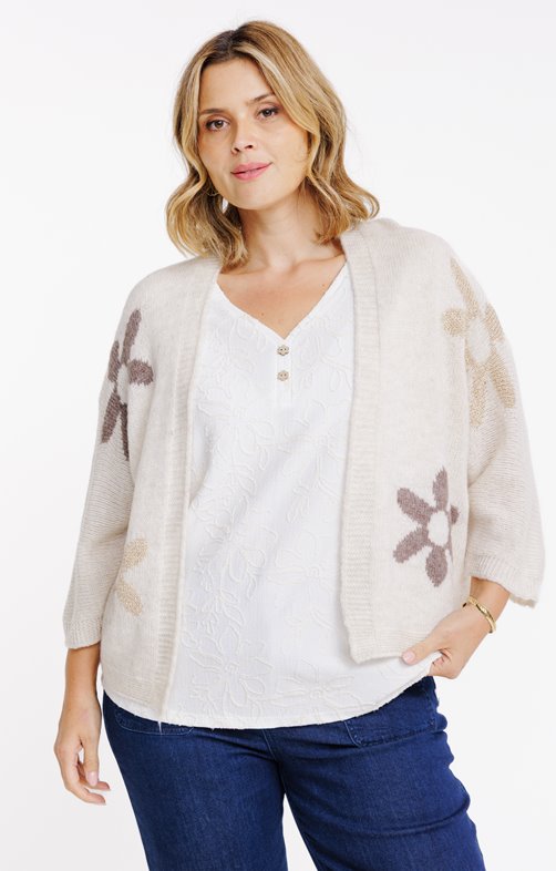 Gilet ouvert avec fleurs