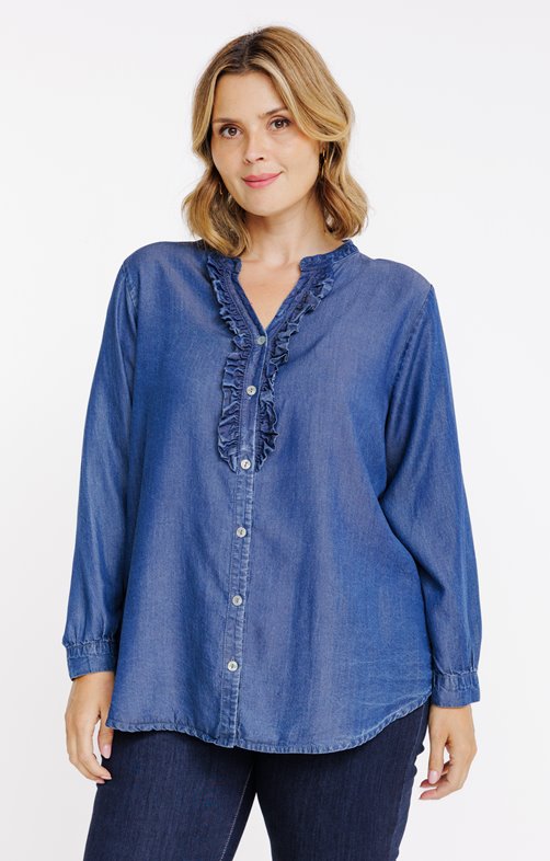 Chemise en jean avec froufrous