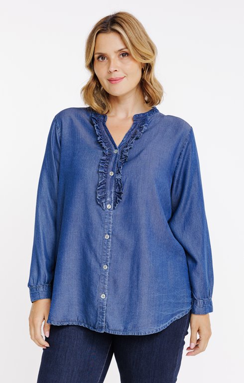 Chemise en jean avec froufrous