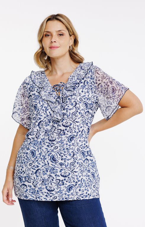 Tee-shirt imprimé bi-matière