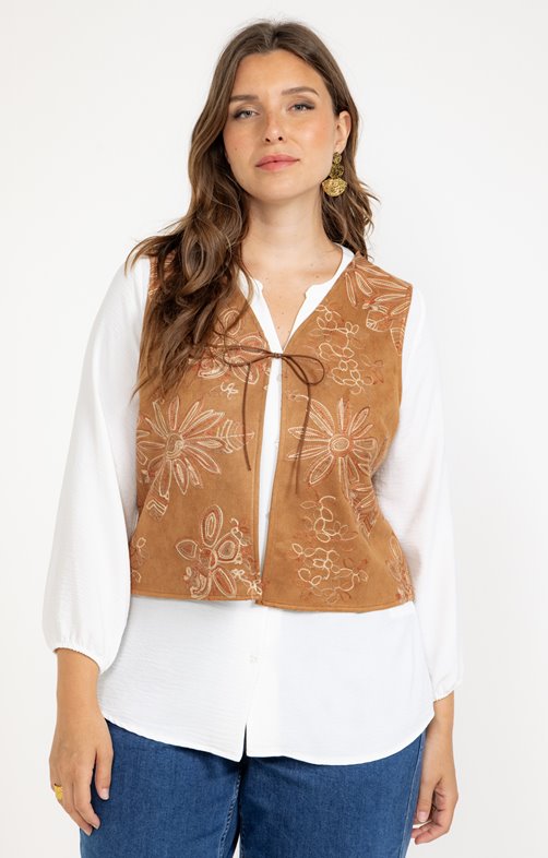 Chemise 2-en-1 avec gilet brodé