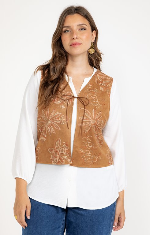 Chemise 2-en-1 avec gilet brodé