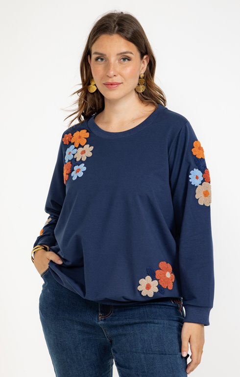 Sweat avec patchs fleurs